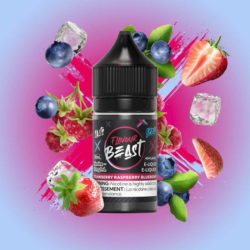 Flavour Beast Salts x Iced 30mL — Strawberry Raspberry Blueberry Iced