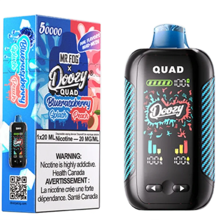 Mr. Fog Doozy Quad — Blue Raspberry Splash + Blue Raspberry Peach
