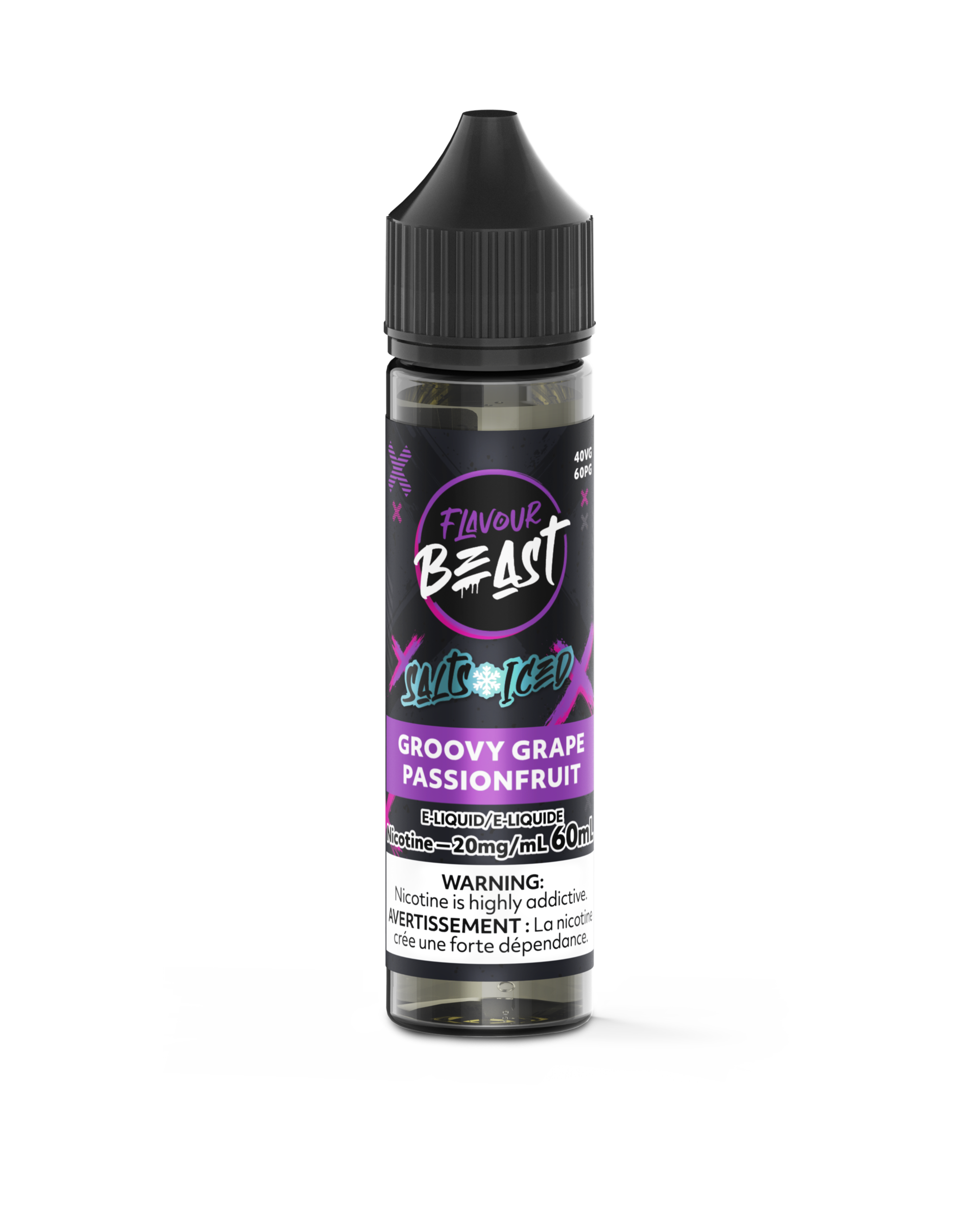 Flavour Beast Salts 60mL — Groovy Grape Passionfruit Iced - 20mg